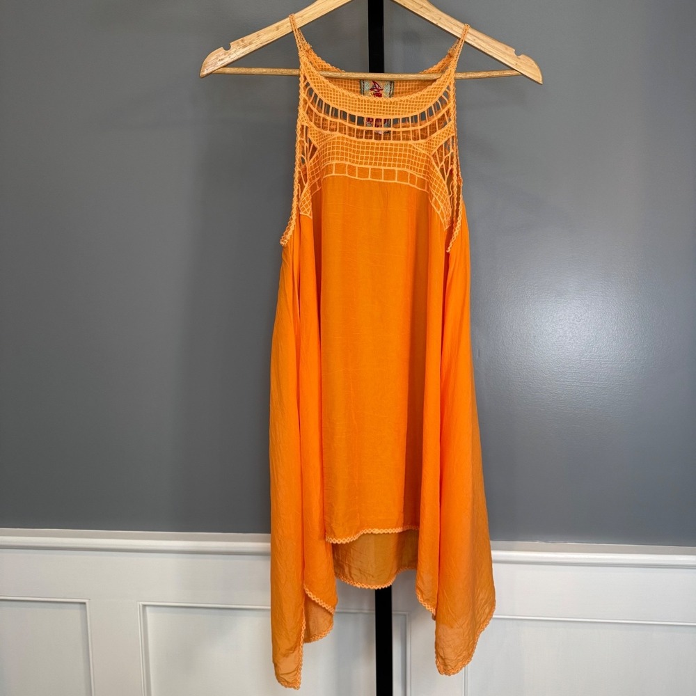 Johnny Was Women's Gigi crochet Tank Tunic orange‎ XS